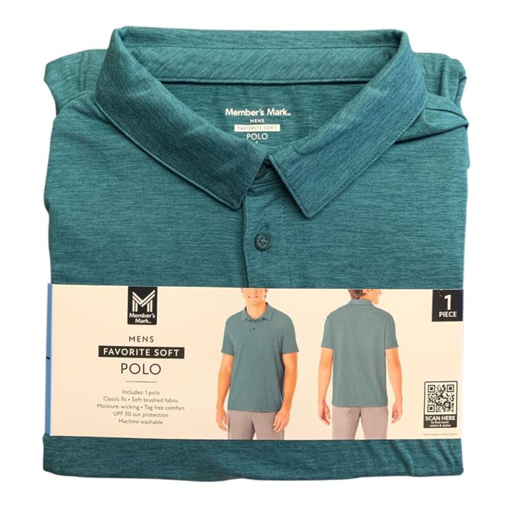 Teal - Member's Mark Mens Favorite Soft Polo, Classic Fit, Tag-Free, Polyester B